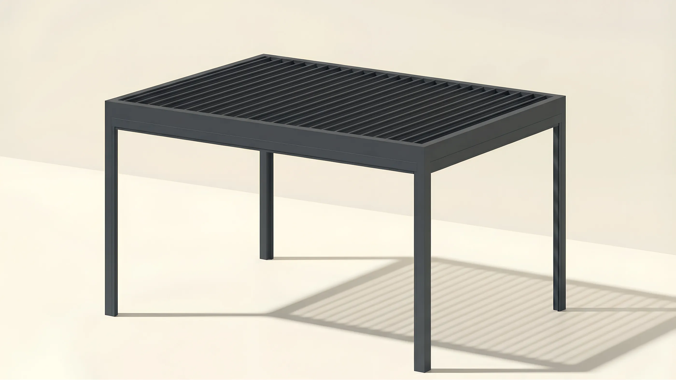 Produktdarstellung eines freistehenden Aluminium-Lamellendachs